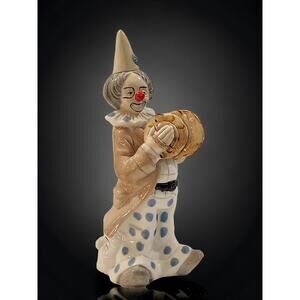 Theatrical Clown 3 Faces Playing Cymbols Pot Belly 10" 1960's-70's Handpainted